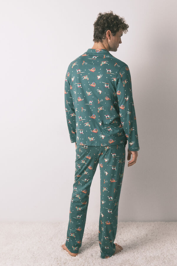 Women'secret Mu&scaron;ka pidžama sa majicom sa motivom psa, 100% pamuk Zelena