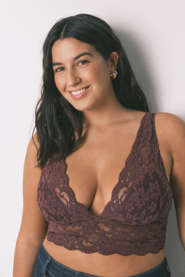 Women'secret Grudnjak bralette grudnjak sa halter od granata čipka Bordo