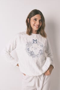 Women'secret Duga pidžama meka bela flis pidžama