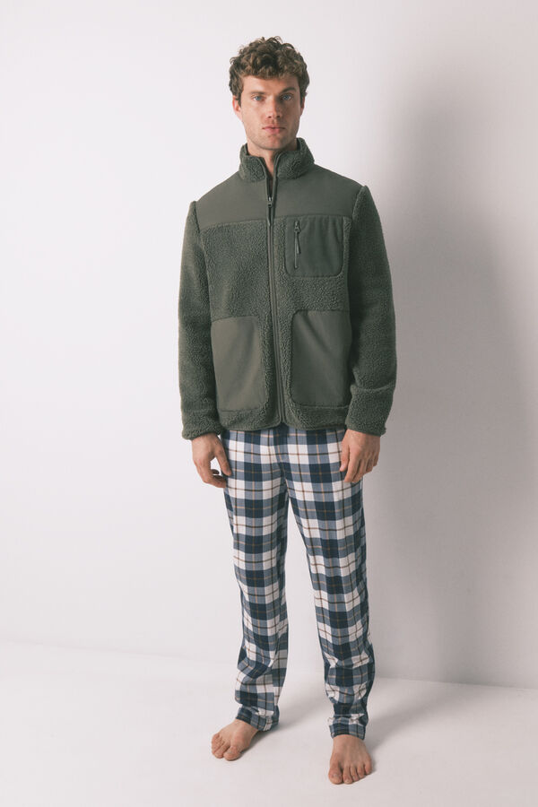 Women'secret Muški kratki zeleni kućni ogrtač od ovčije kože Kaki