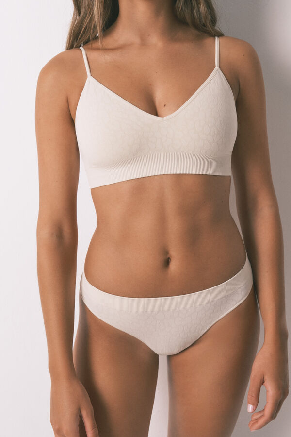 Women'secret Bez šavova tanga gaćice sa životinjskim printom bez šavova Braon