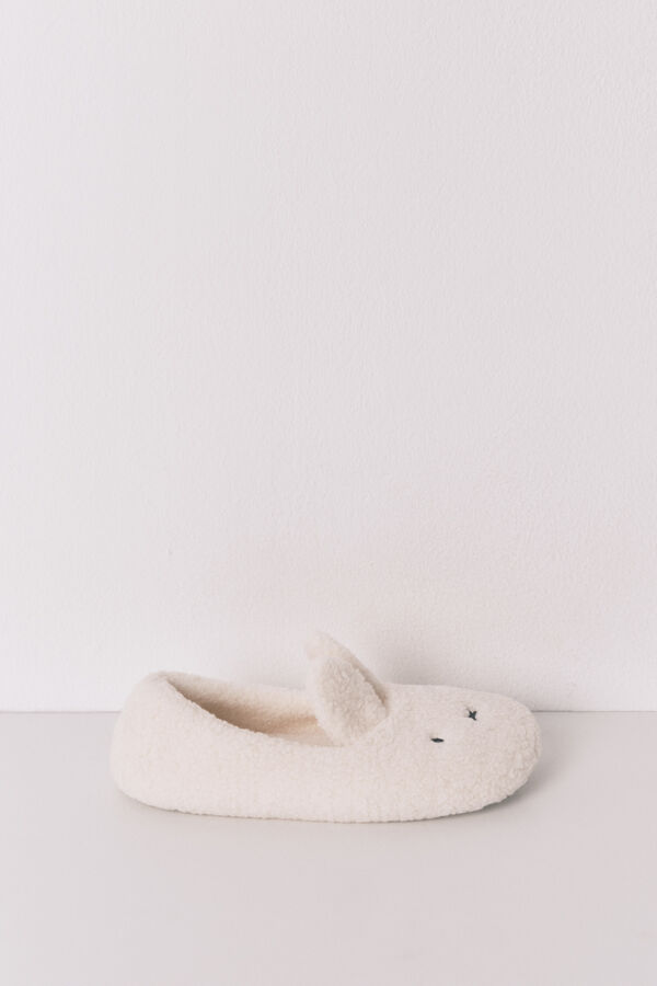 Women'secret Mifi baletanke sobne papuče od jagnjeće krzno  Bež