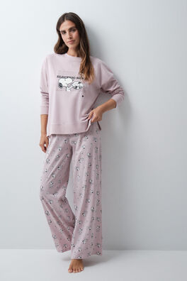 Pijama largo algodón Snoopy rosa