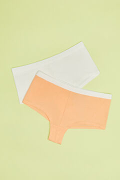 Womensecret Pack 2 cuequinhas culotte algodão cor de laranja e branco 