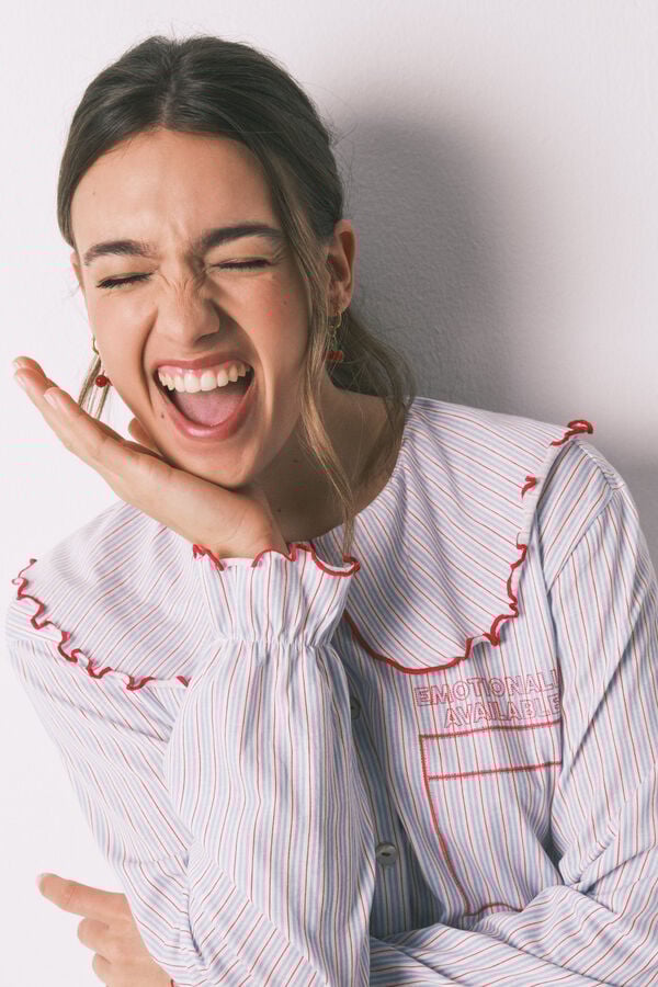 Women'secret Pamučna duga pidžama sa Piter Pan kragnom Print