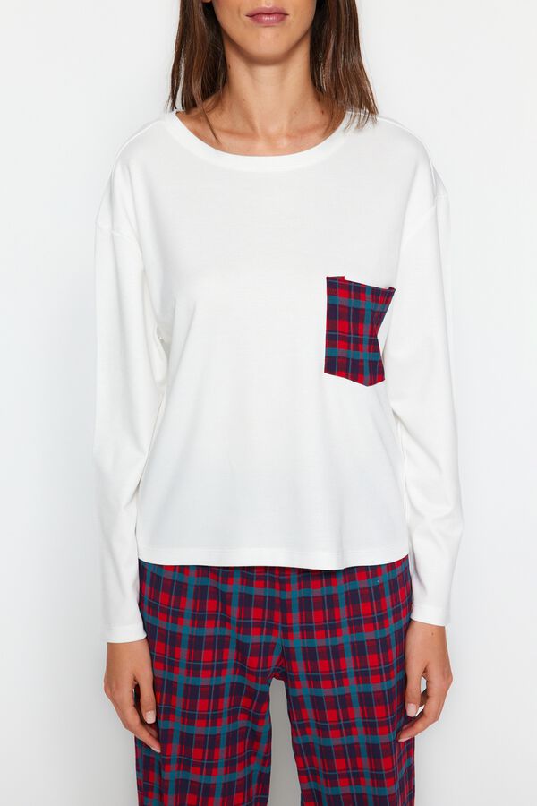 Trendyol Conjunto de pijama aos quadrados branco