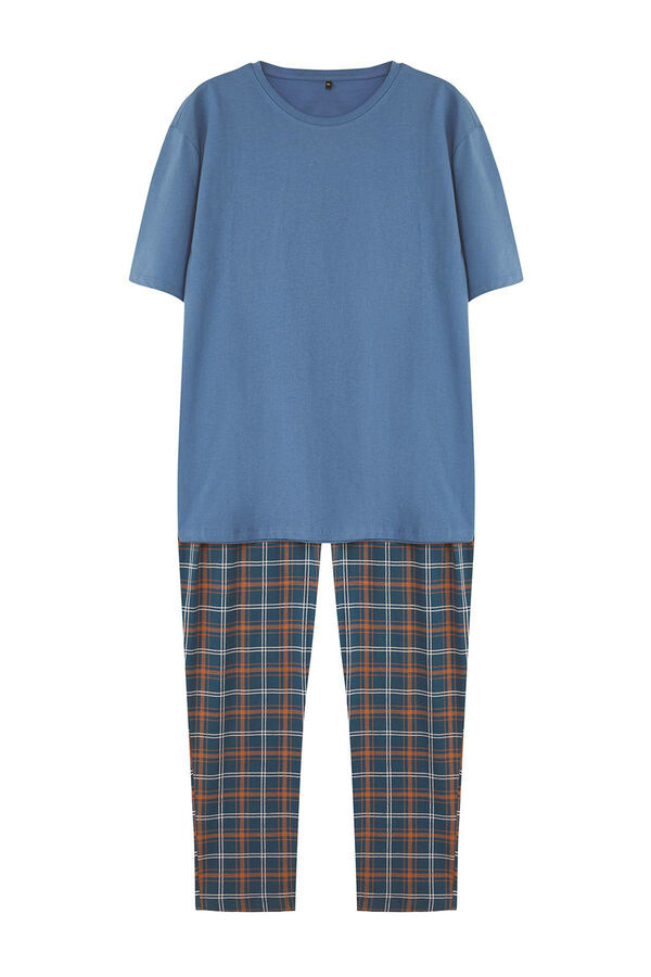 Trendyol Malha de pijama de malha xadrez azul marinho com corte regular  azul