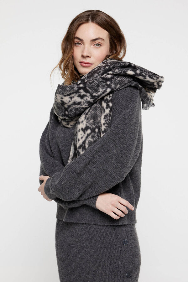 Pieces Bufanda larga con estampado print beige