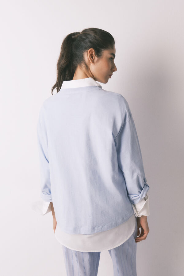 Women'secret Plava 100% pamučna majica dugih rukava Plava