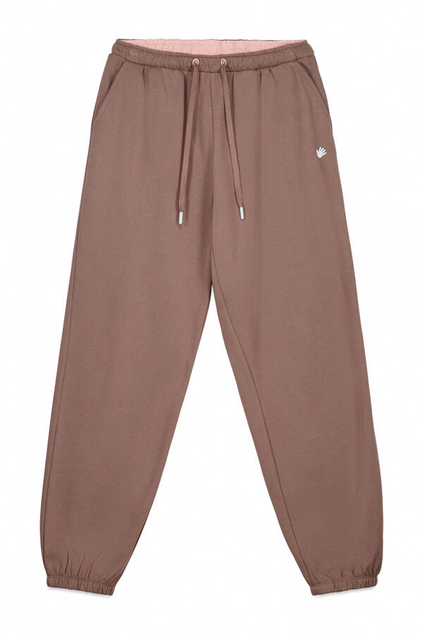 HI&BYE Smeđe pamučne pli&scaron;ane jogger pantalone  Braon