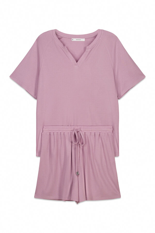 Women'secret Roze kratka pidžama od vafl tkanja Roze