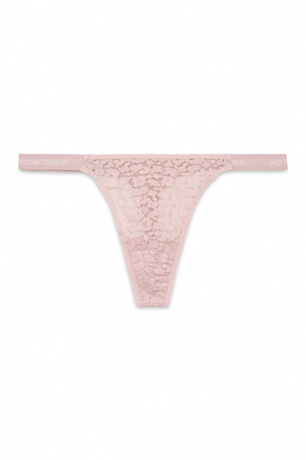 Women'secret Roze čipka tanga gaćice sa životinjskim printom Roze