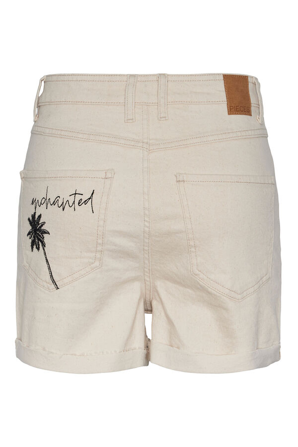Womensecret Women's denim shorts. Sun detail on one side. marron