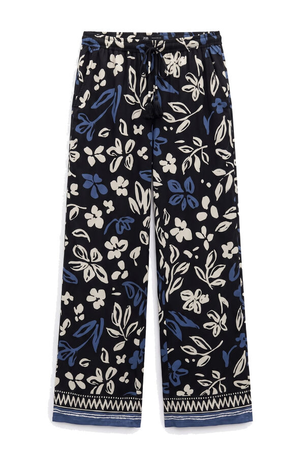 Women'secret Plave duge pantalone sa cvetnim printom Print