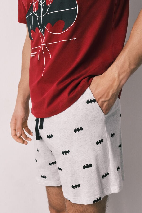 Women'secret Crvena pamučna kratka pidžama za mu&scaron;karce Batman Crvena