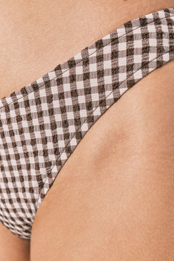 Women'secret Barna Vichy-mint&aacute;s U-hat&aacute;s&uacute; brazil fazon&uacute; bikinials&oacute; nyomtat&aacute;s