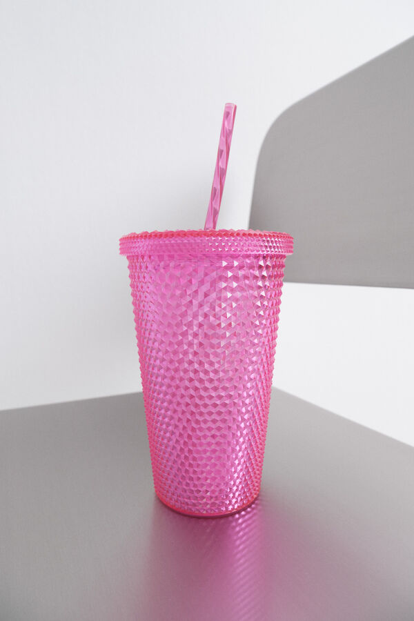 HI&BYE Copo de pl&aacute;stico com canudo e vinho integrados vermelho