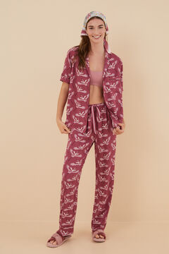 Womensecret Pijama camiseiro com estampado de garças de Moniquilla rosa