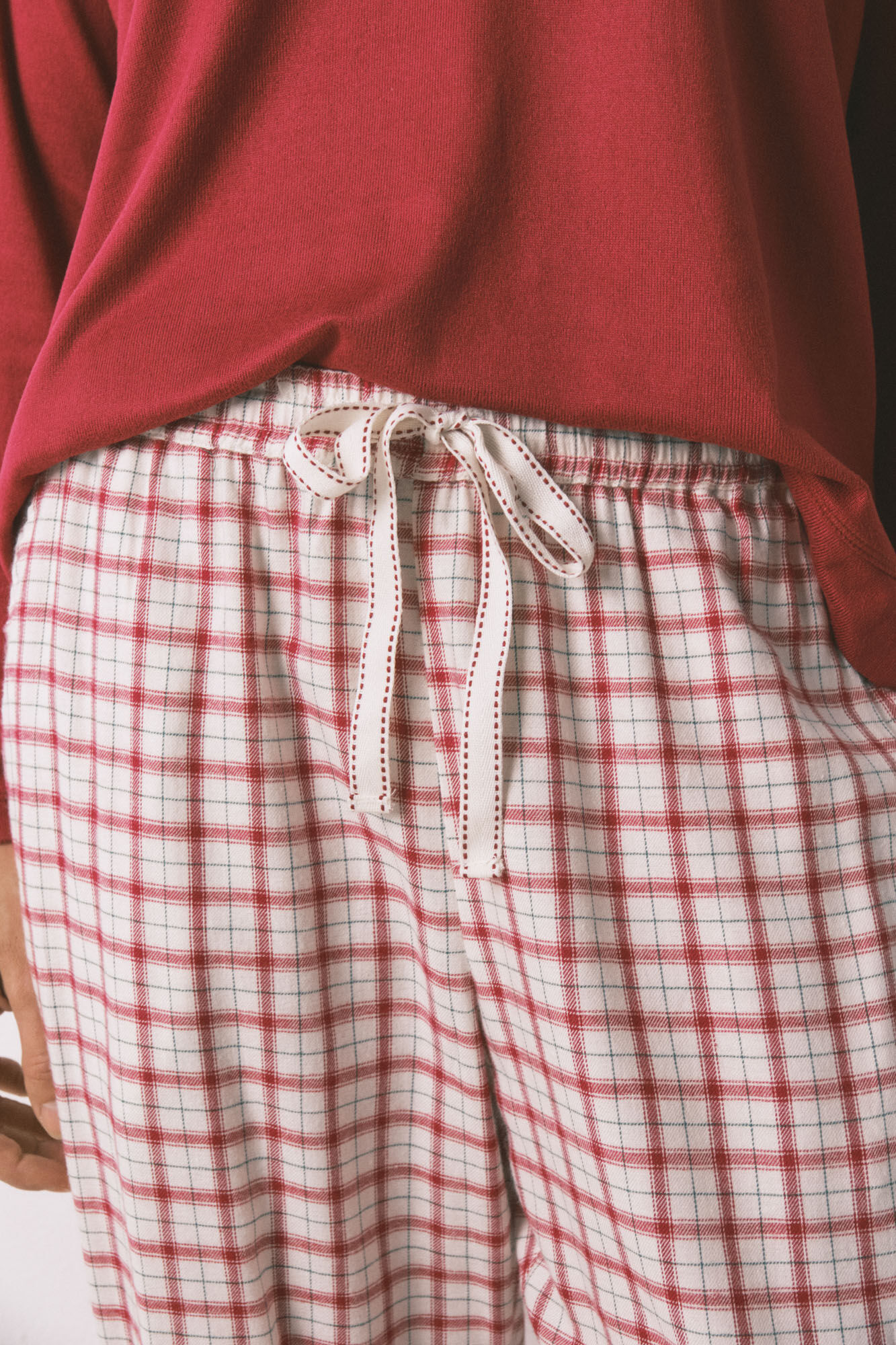 Women'secret Pantal&oacute;n largo franela estampado cuadros blanco