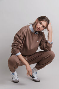 HI&BYE Smeđe pamučne plišane jogger pantalone 