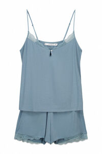 Women'secret Plava viskozna kratka pidžama mekana na dodir