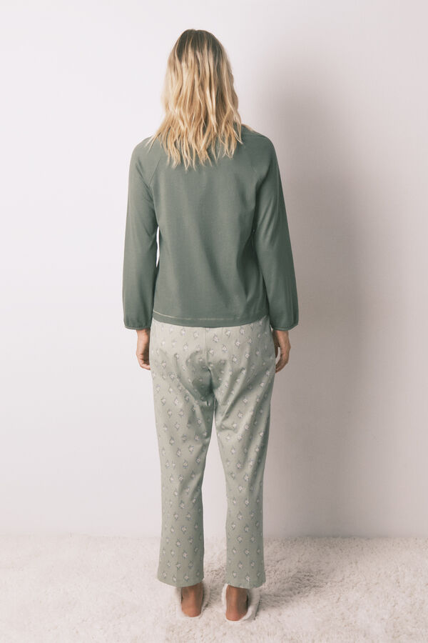 Women'secret Duga pidžama sa cvetnim pantalonama Kaki