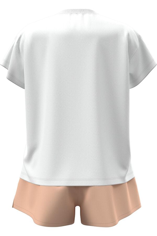 Calvin Klein Conjunto pijama corto liso logo coral