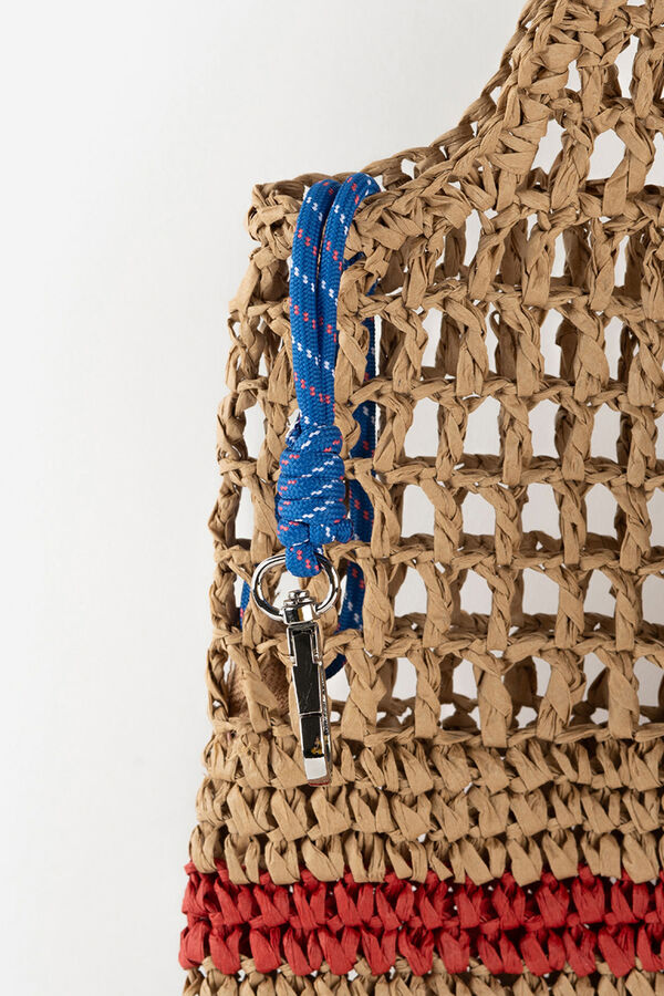 Victoria Mala tote em tecido de fibra natural cinzento