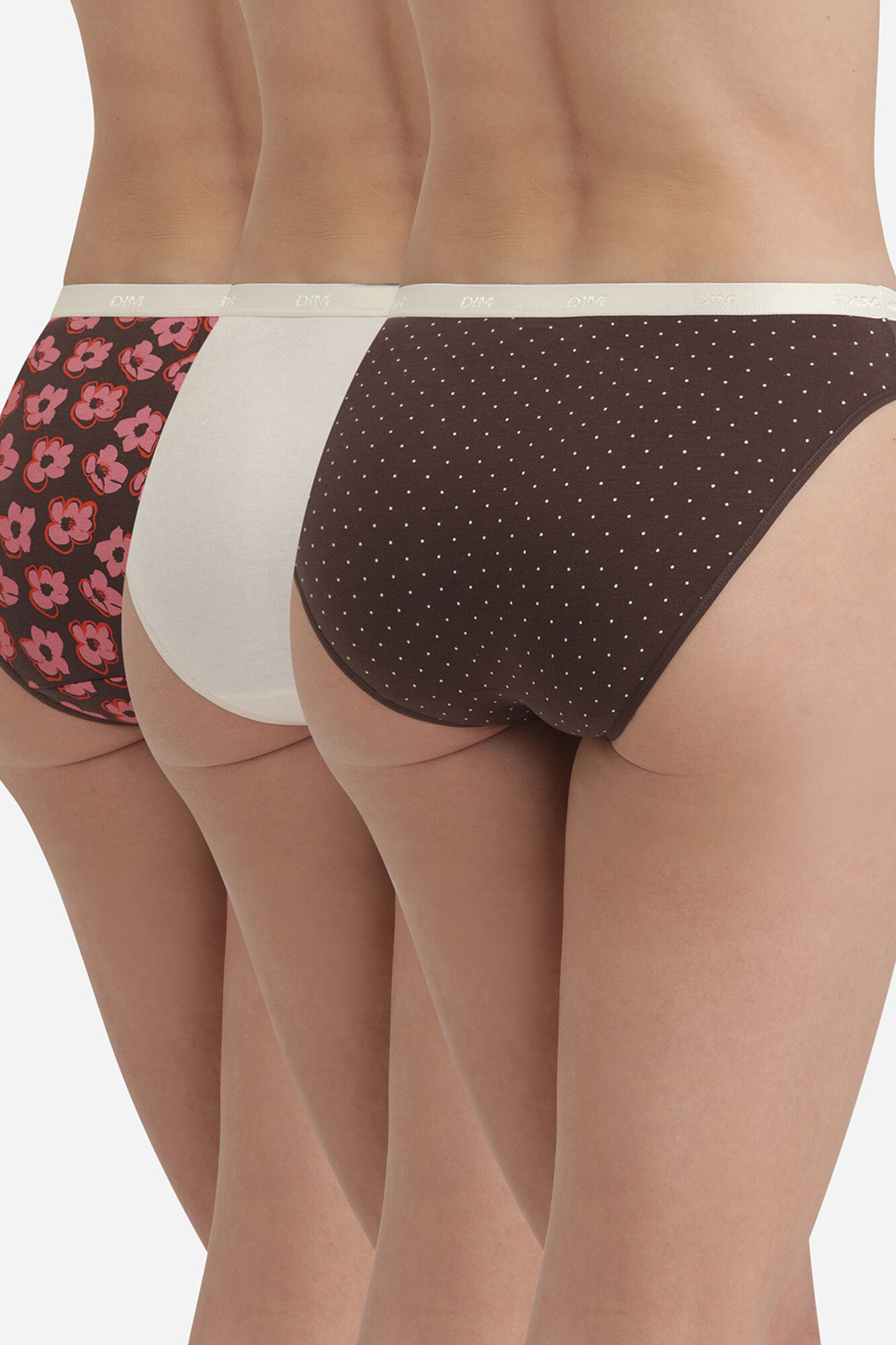 DIM Pack de 3 slips de algod&oacute;n el&aacute;stico con estampados