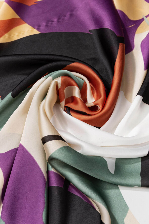 Vilanova Printed satin scarf vert