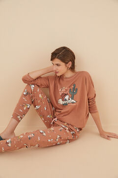 Womensecret Pijama 100% algodón Snoopy marrón anaranjado marrón