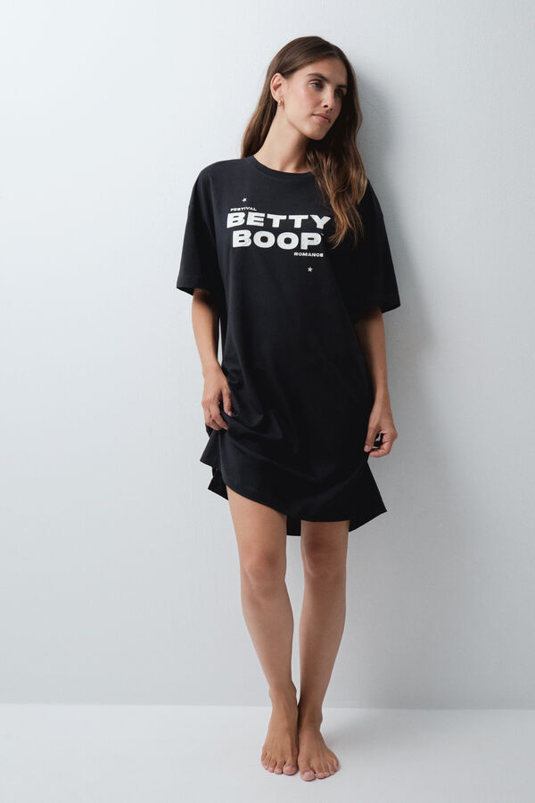 Women'secret Tamno siva kratka spavaćica Betty Boop Siva