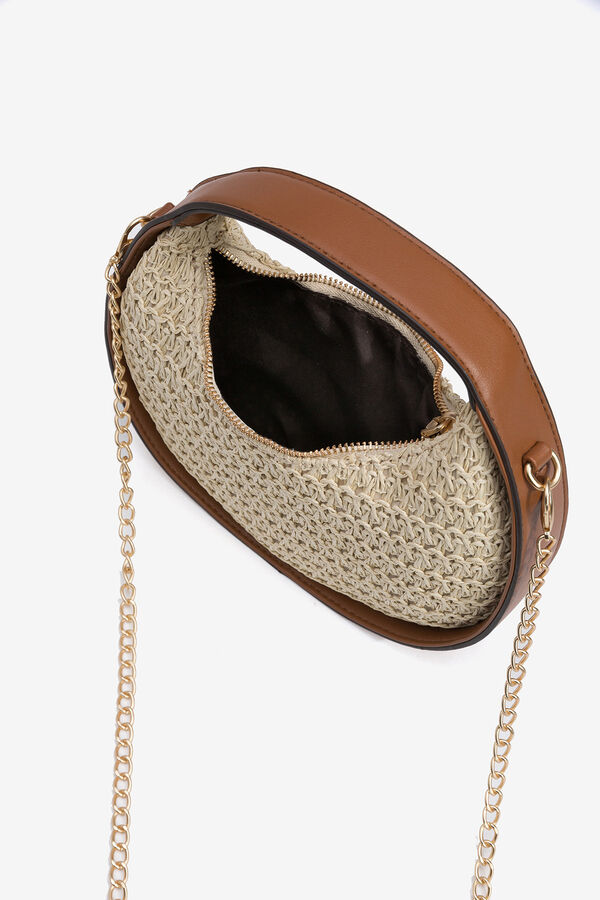 Vilanova Bolso Redondo Efecto Mimbre beige