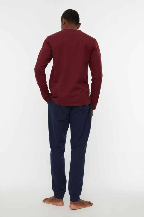 Trendyol Burgundy red print regular fit pyjamas set  Bordo