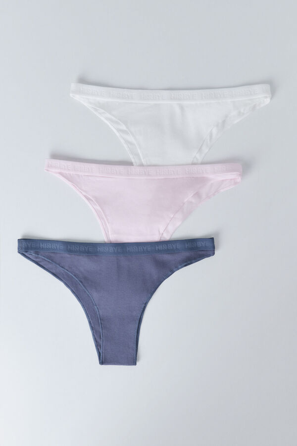 HI&BYE Paket od 3 brazilske gaće u plavoj, beloj i ružičastoj boji Print