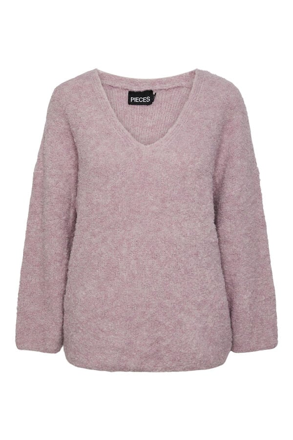 Womensecret Soft-feel oversize jumper with wide dropped sleeves, ribbed fabric and a V-neck. Rosa