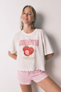 HI&BYE Roze kratka pidžama od 100% pamuka