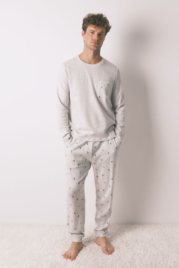 Women'secret Mu&scaron;ka duga pidžama, 100% pamuk, siva, skija&scaron;ka Siva