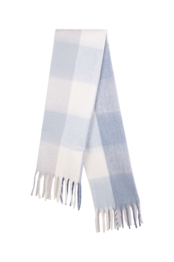 Women'secret Bufanda efecto lana cuadros azul y blanco  estampado