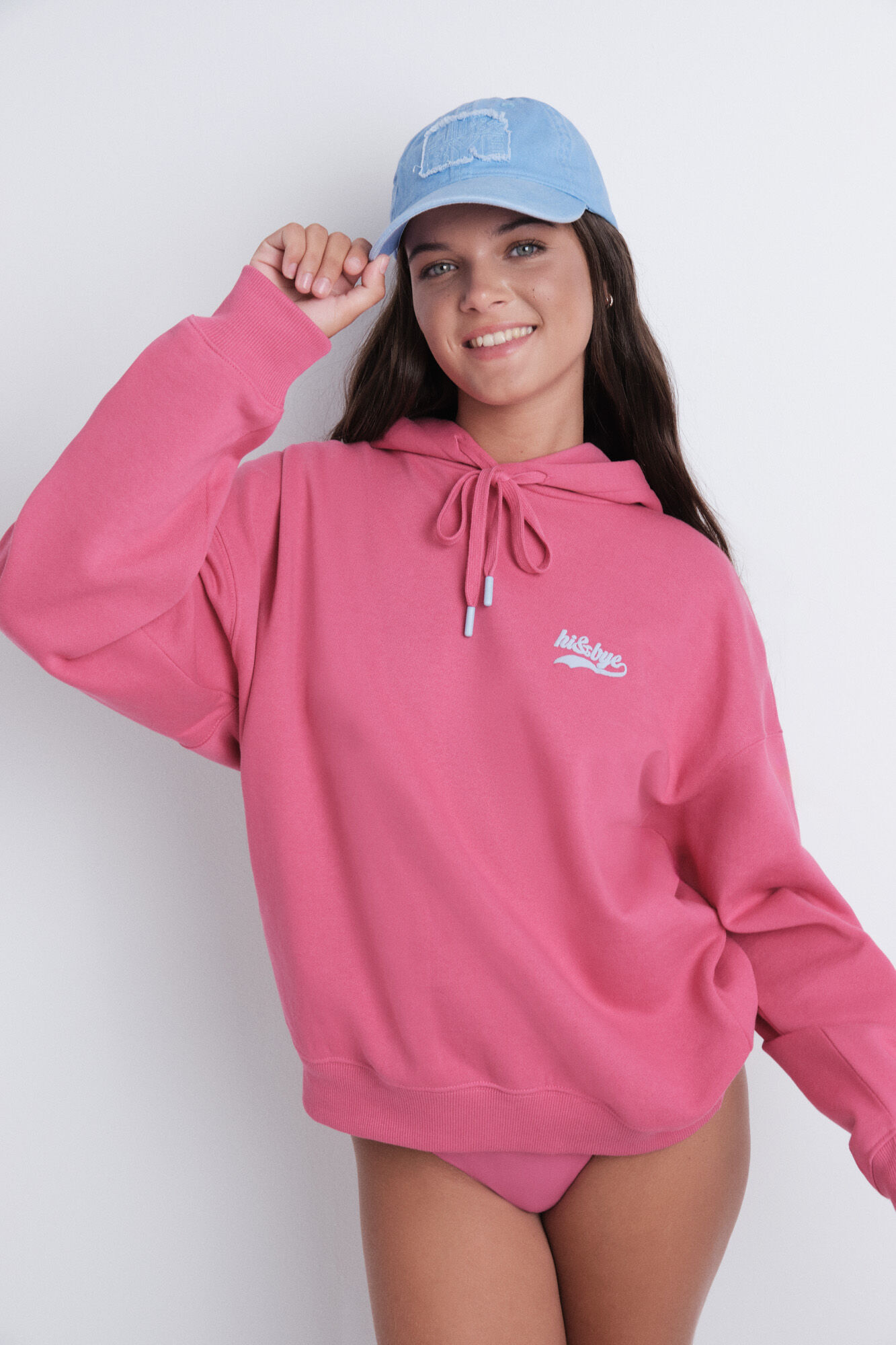 HI&BYE Svetloplava pamučna kapa sa vez logo