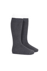 Condor Meias altas b&aacute;sicas de ponto liso cinzento