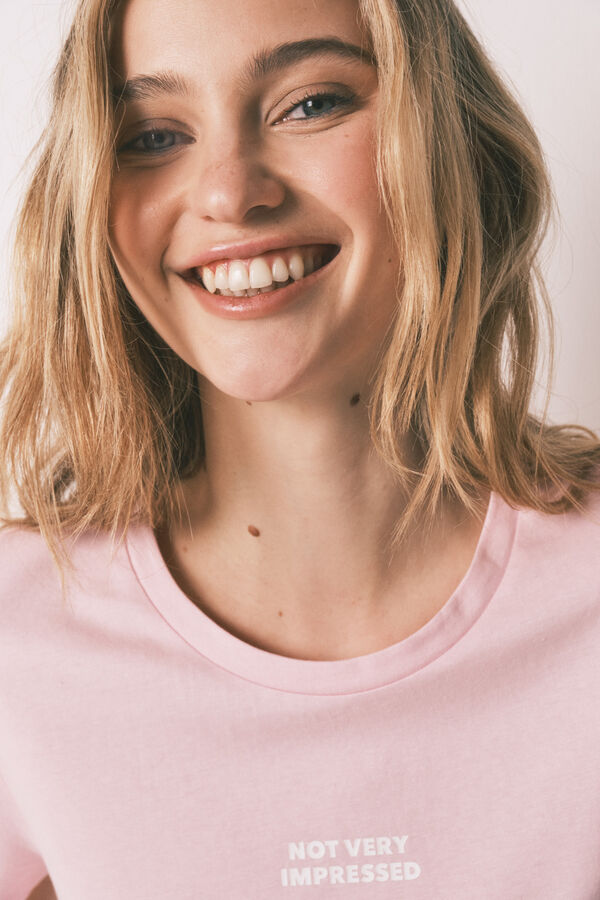 HI&BYE Roze pamučna duga pidžama sa cvetnim printom Roze