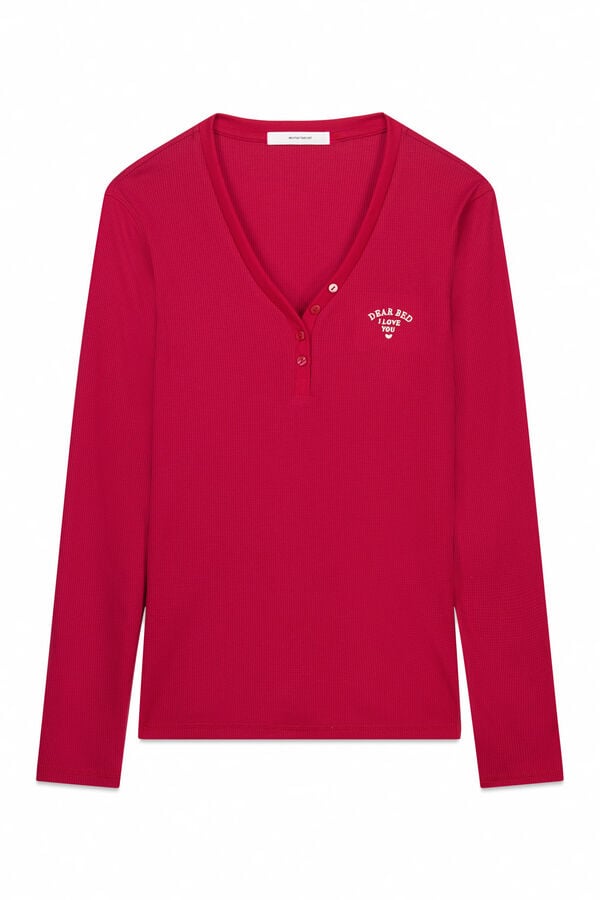 Women'secret Rebrasta crvena majica dugi rukav  Crvena