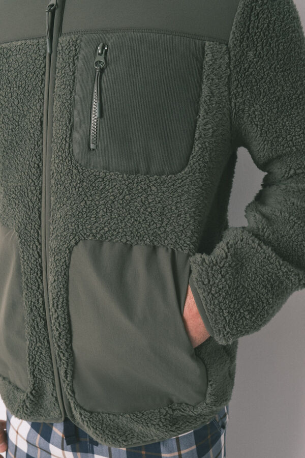 Women'secret Muški kratki zeleni kućni ogrtač od ovčije kože Kaki