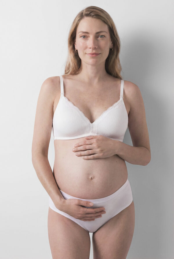Women'secret Beli pamučni trouglasti grudnjak za materinstvo CHARMING Bela