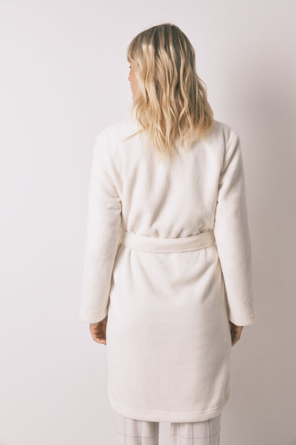 Women'secret Beli bar&scaron;unasti flis midi kućni ogrtač Bež