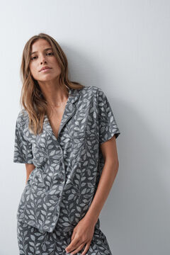 Women'secret Pijama comprido camiseiro com estampado de folhas