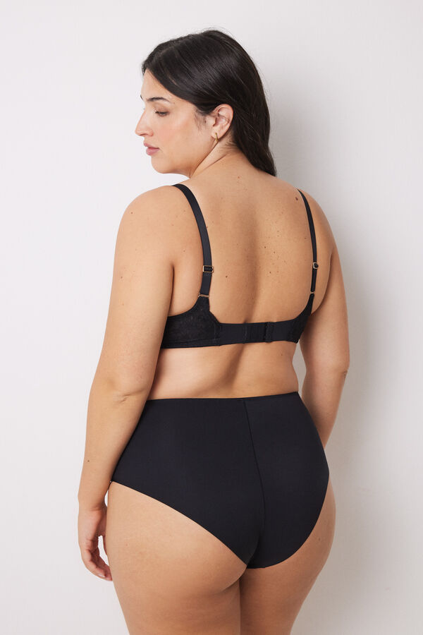 Women'secret Duboke gaćice od mikrofibera i čipke crne boje Crna