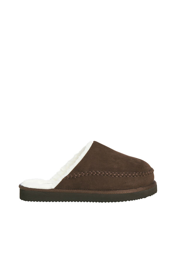Jack & Jones Mule slippers with sheepskin Braon