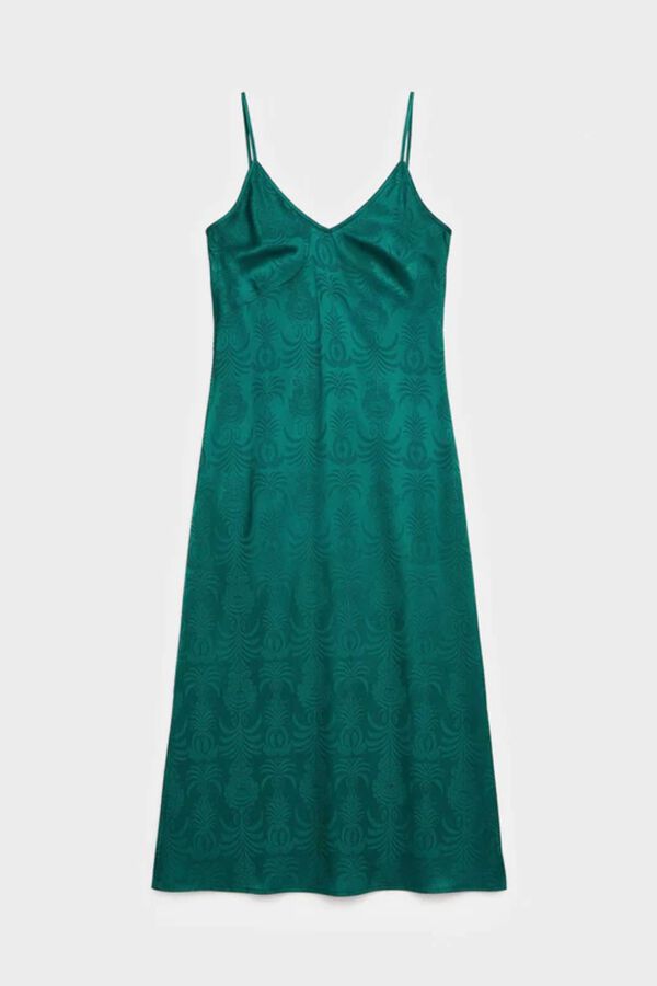 Gisela Camis&oacute;n jacquard sat&eacute;n print floral verde
